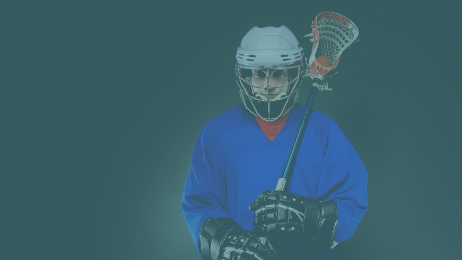 player wearing lacrosse jersey and helmet